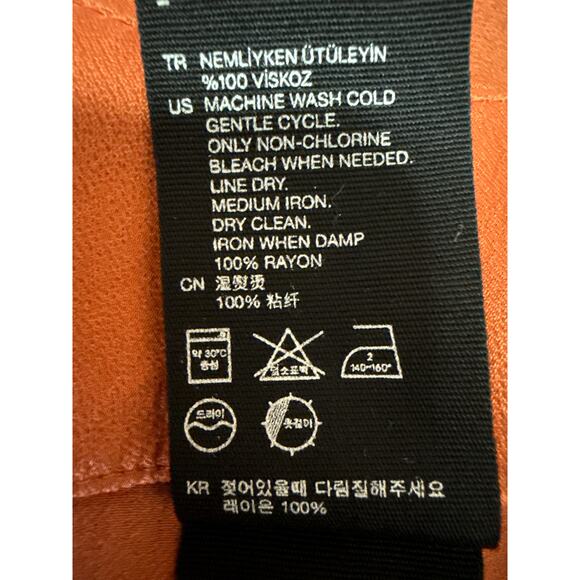 & Other Stories Orange Silky Satin Zipper Slit Midi Straight Pencil Slip Skirt 2 - Picture 6 of 6